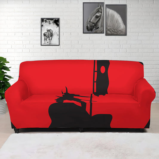 Red Sun Samurai Print Sofa Cover