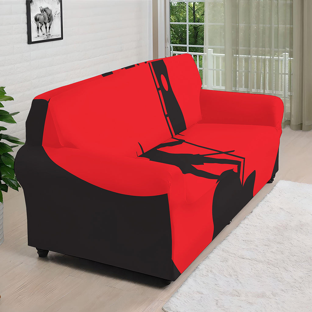 Red Sun Samurai Print Sofa Cover