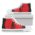 Red Sun Samurai Print White High Top Sneakers