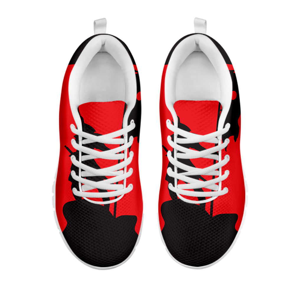 Red Sun Samurai Print White Sneakers