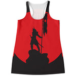 Red Sun Samurai Print Women's Racerback Tank Top