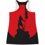 Red Sun Samurai Print Women's Racerback Tank Top