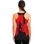Red Sun Samurai Print Women's Racerback Tank Top