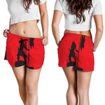 Red Sun Samurai Print Women's Shorts