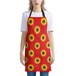 Red Sunflower Pattern Print Apron