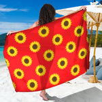 Red Sunflower Pattern Print Beach Sarong Wrap