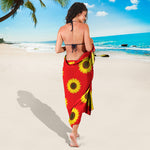 Red Sunflower Pattern Print Beach Sarong Wrap