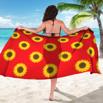 Red Sunflower Pattern Print Beach Sarong Wrap