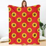 Red Sunflower Pattern Print Blanket