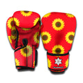 Red Sunflower Pattern Print Boxing Gloves