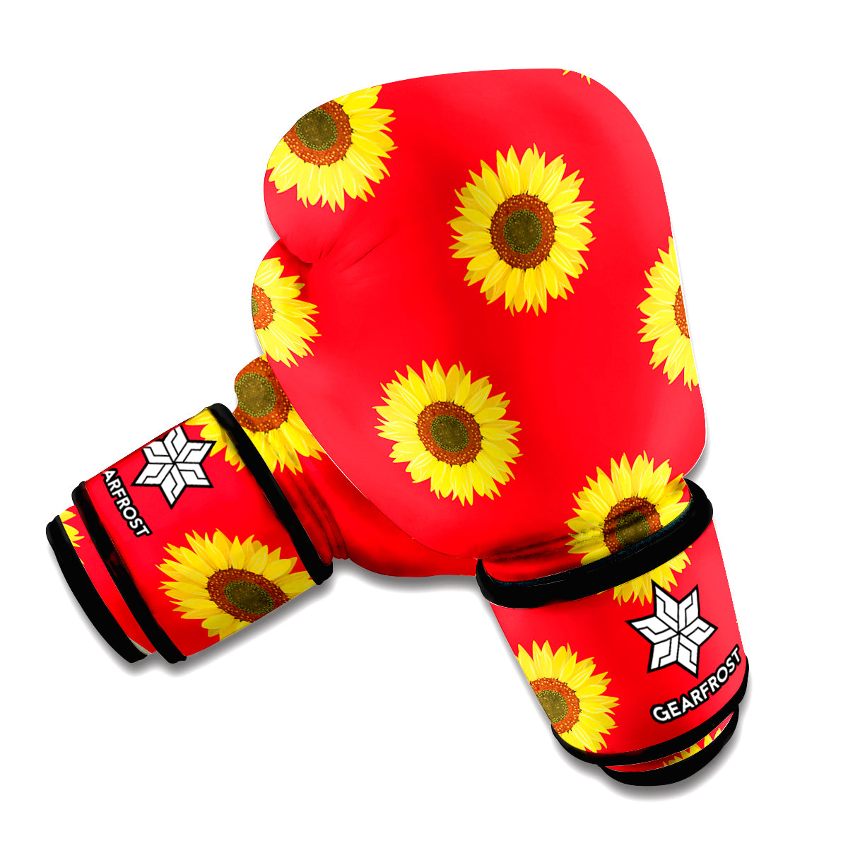 Red Sunflower Pattern Print Boxing Gloves