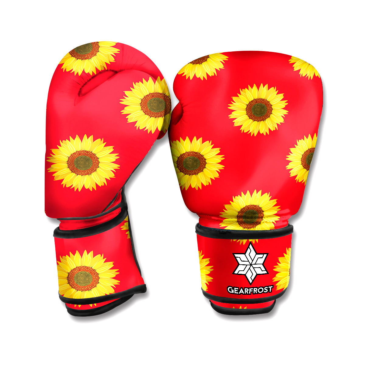 Red Sunflower Pattern Print Boxing Gloves