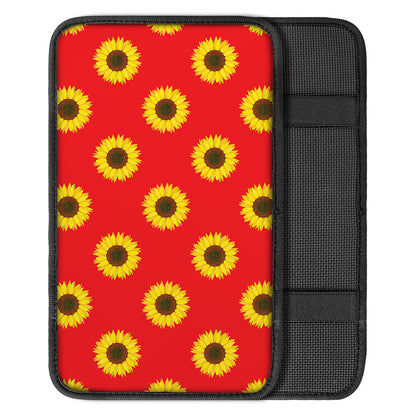 Red Sunflower Pattern Print Car Center Console Cover