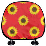 Red Sunflower Pattern Print Car Headrest Covers