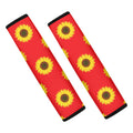 Red Sunflower Pattern Print Car Seat Belt Covers