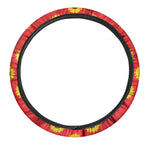 Red Sunflower Pattern Print Car Steering Wheel Cover