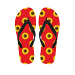 Red Sunflower Pattern Print Flip Flops