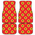 Red Sunflower Pattern Print Front and Back Car Floor Mats