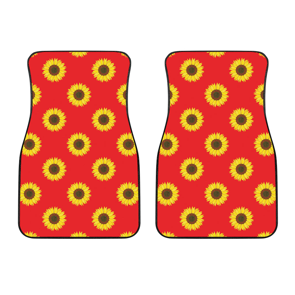 Red Sunflower Pattern Print Front Car Floor Mats
