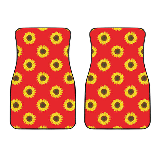 Red Sunflower Pattern Print Front Car Floor Mats