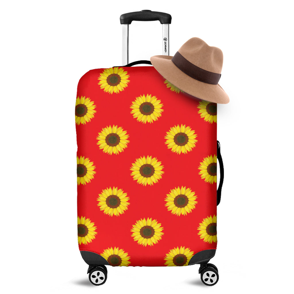 Red Sunflower Pattern Print Luggage Cover