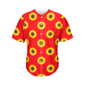 Red Sunflower Pattern Print Men's Baseball Jersey