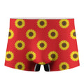 Red Sunflower Pattern Print Men's Boxer Briefs