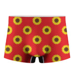 Red Sunflower Pattern Print Men's Boxer Briefs