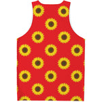 Red Sunflower Pattern Print Men's Tank Top