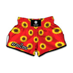 Red Sunflower Pattern Print Muay Thai Boxing Shorts