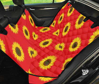 Red Sunflower Pattern Print Pet Car Back Seat Cover