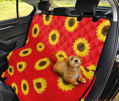 Red Sunflower Pattern Print Pet Car Back Seat Cover