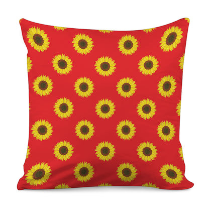 Red Sunflower Pattern Print Pillow Cover