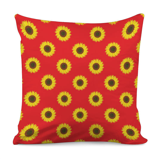 Red Sunflower Pattern Print Pillow Cover