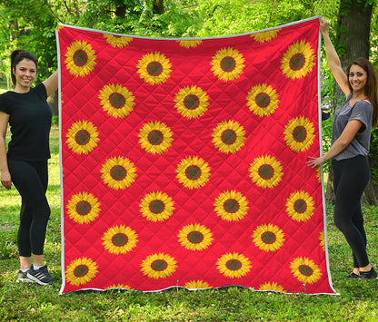 Red Sunflower Pattern Print Quilt