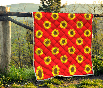 Red Sunflower Pattern Print Quilt