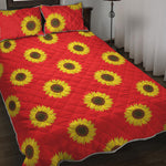 Red Sunflower Pattern Print Quilt Bed Set