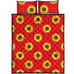 Red Sunflower Pattern Print Quilt Bed Set