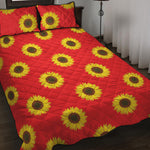 Red Sunflower Pattern Print Quilt Bed Set