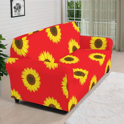 Red Sunflower Pattern Print Sofa Cover