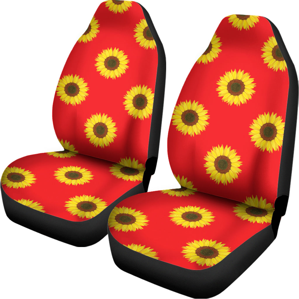 Red Sunflower Pattern Print Universal Fit Car Seat Covers