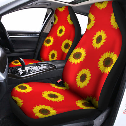 Red Sunflower Pattern Print Universal Fit Car Seat Covers
