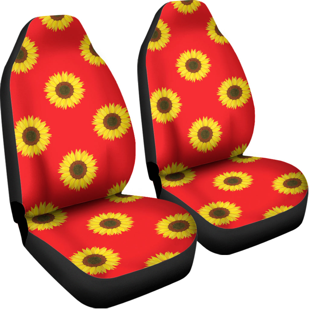 Red Sunflower Pattern Print Universal Fit Car Seat Covers