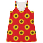 Red Sunflower Pattern Print Women's Racerback Tank Top