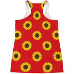 Red Sunflower Pattern Print Women's Racerback Tank Top