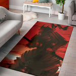 Red Sunset Samurai Print Area Rug
