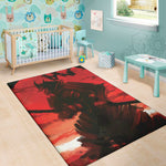 Red Sunset Samurai Print Area Rug