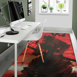 Red Sunset Samurai Print Area Rug