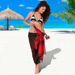 Red Sunset Samurai Print Beach Sarong Wrap