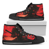 Red Sunset Samurai Print Black High Top Shoes